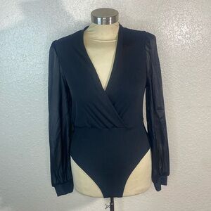 Black bodysuit see through sleeves